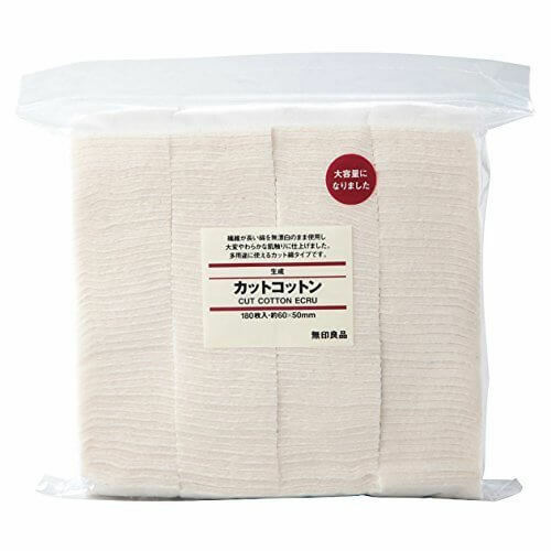 MUJI Japan ORGANIC Unbleached Dairy Facial Cut Cotton Pad 180 sheets 60 x 50mm