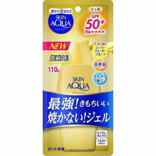 Rohto SkinAqua Sunscreen Super Moisture Gel Gold SPF50+ / PA++++ 110g - CosmeBear  | Popular Japanese Online Store