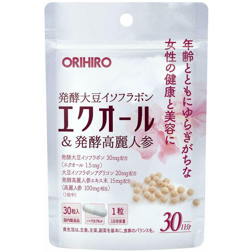 ORIHIRO Equol & Fermentation Ginseng / Soy Isoflavone 30 Capsules (30 days)