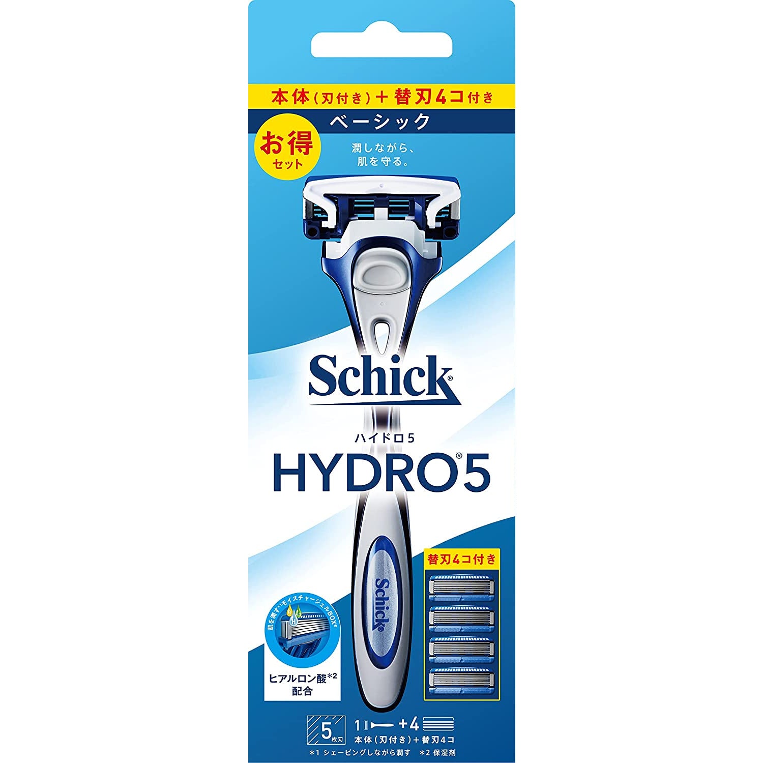 Schick Hydro 5 basic combo pack holder with blade + 4 spare blades