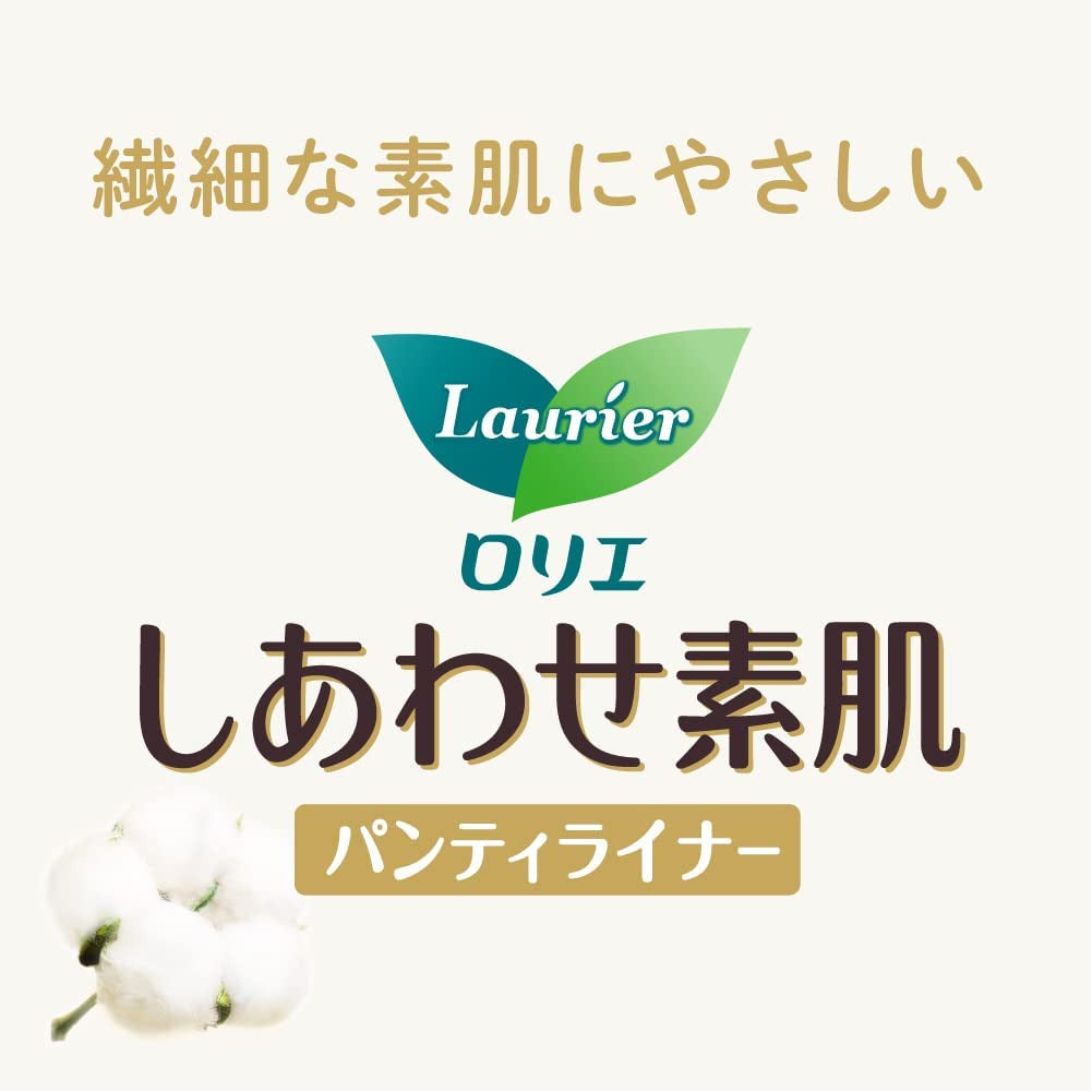 Kao Laurier happy bare skin panty liner BOTANICAL COTTON 100% lily of the valley & white flower scent 54 pieces