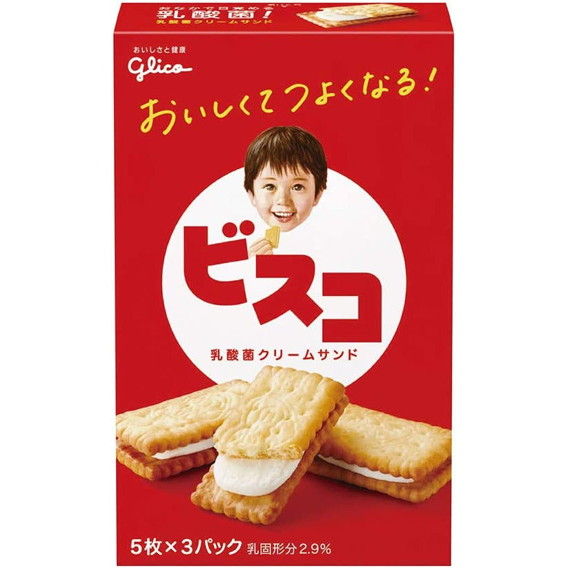 Glico Children's Original Cream Lactic Acid Bacteria Sandwich Biscuits 15pcs