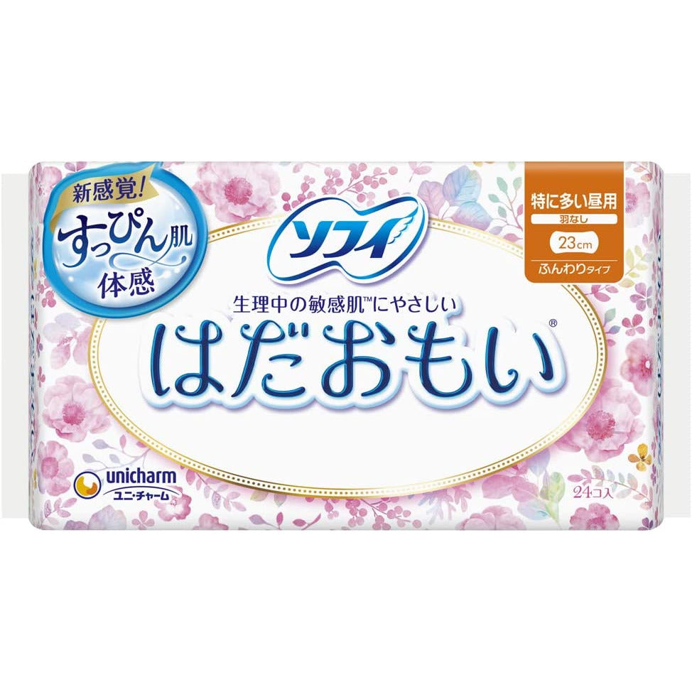 Unicharm Sofy sanitary napkin Hadaomoi for daytime use on particularly heavy days Wingless 23cm 24 pieces