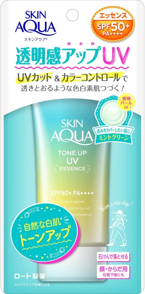 Rohto Skin Aqua Tone-Up uv Essence Limited mint green SPF50+/PA++++ 80g