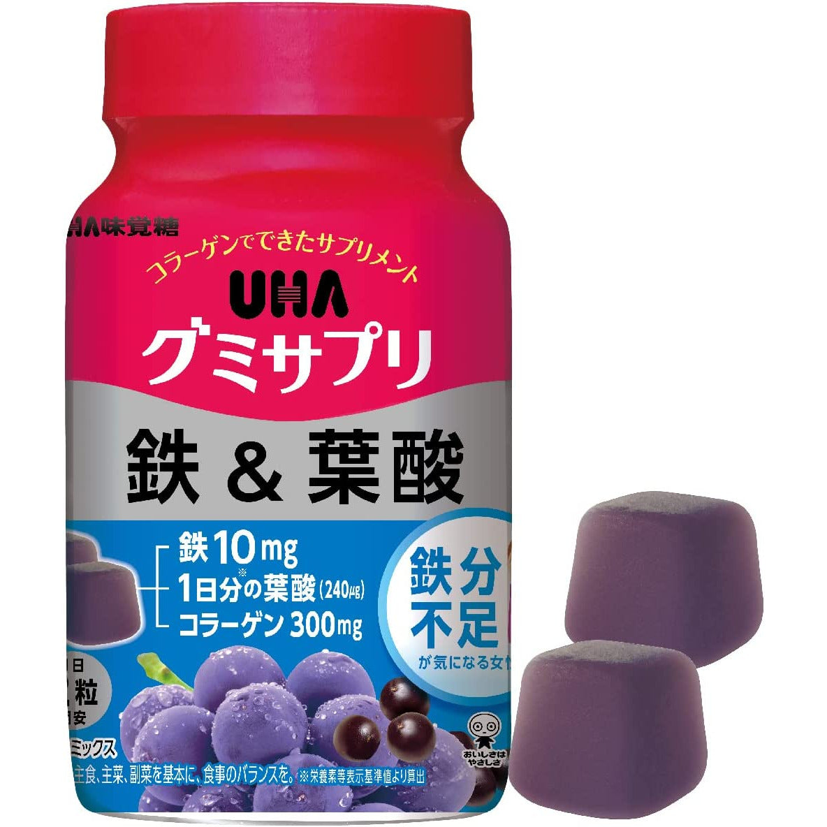 Yuha Mikakuto UHA Gummy Supplement Iron & Folic Acid Bottle 60 grains