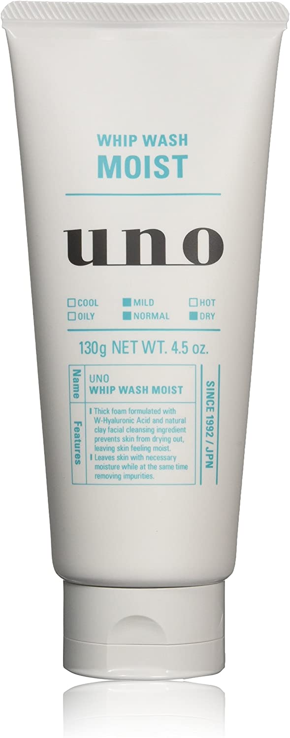 Shiseido Uno Whip Wash Moist Men's Moisturizing Face Cleanser 130g