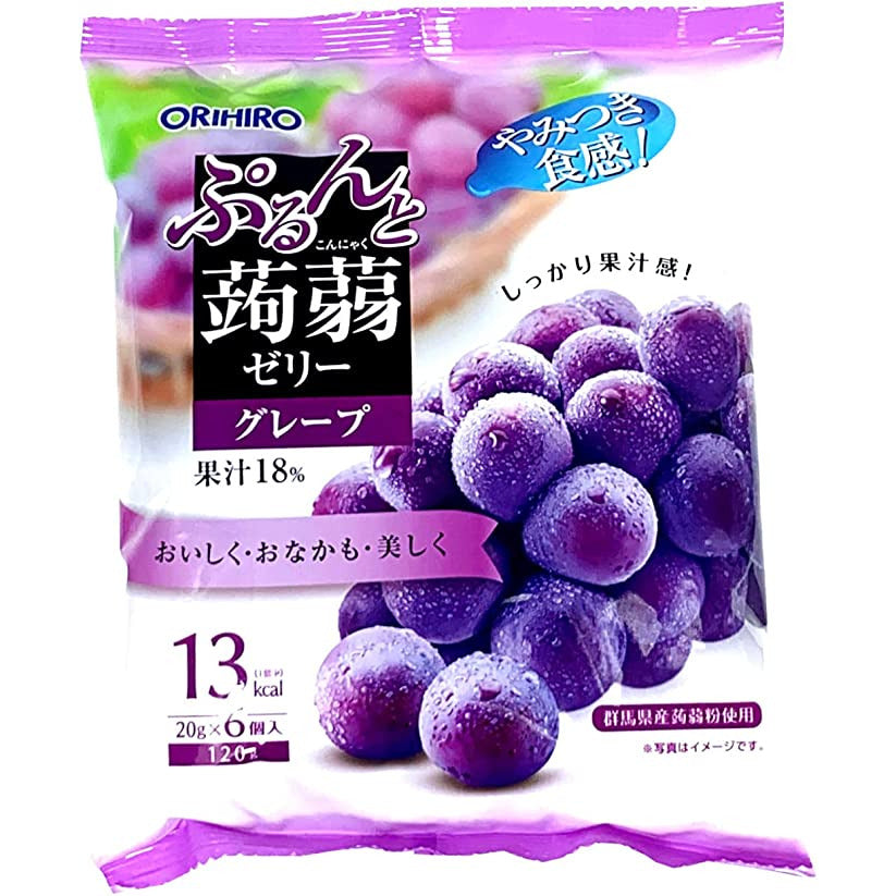 Orihiro Plandu Purunto Konjac Jelly Pouch Grape 20g x 6 pieces