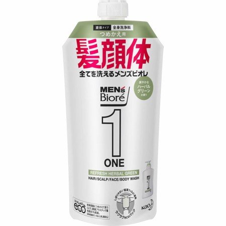 Kao Men's Biore One All-in-One body wash Herbal Green Fragrance Refill 340ml